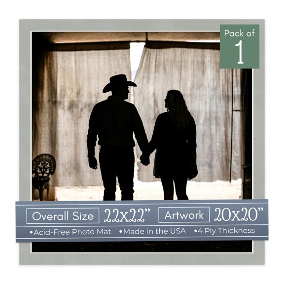 Light Grey Suede Picture Frame Mat for 22x22 Frames - Fits 20x20 Photos - 1 Mat