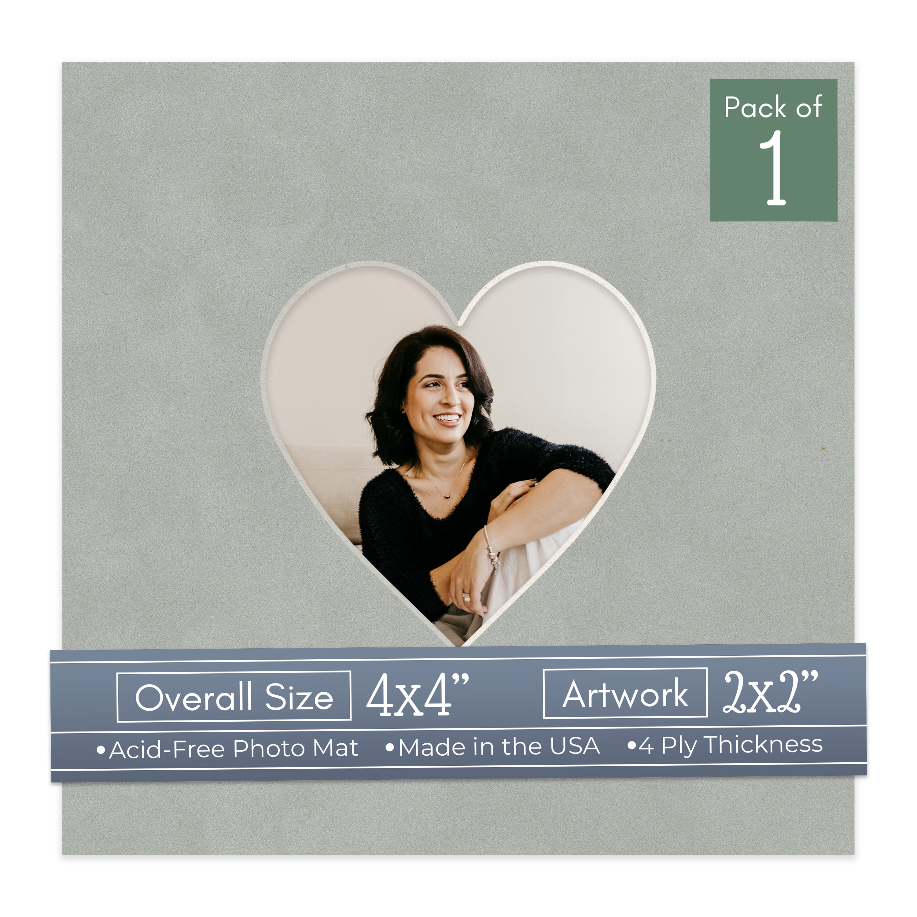 Light Grey Suede Picture Frame Mat for 4x4 Inch Frames - Heart Opening ...
