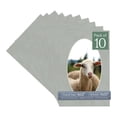 thumbnail image 1 of Light Grey Suede Picture Frame Mat for 8x12 Frames - Oval Opening for 6x10 Photos - 10 Mats, 1 of 7