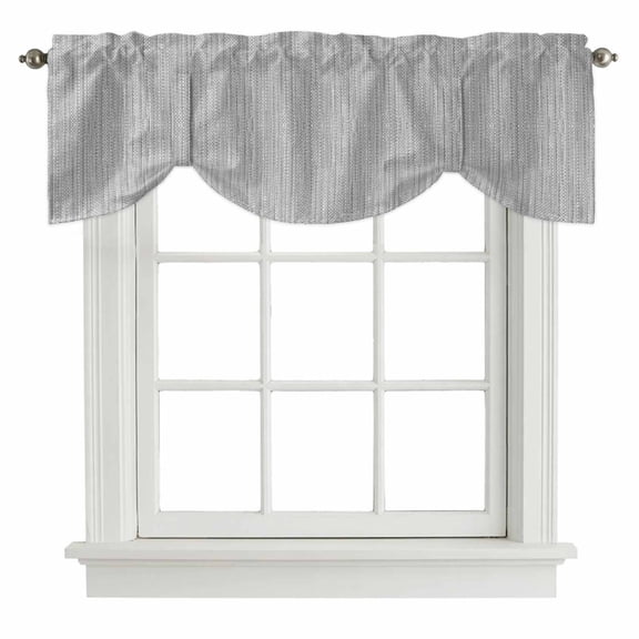 Light Grey Tie Up Valances Curtain, Country Vintage Minimalist Solid Color Backdrop Adjustable Valance for Window Light Filtering for Kitchen and Bathroom Rod Pocket 1 Panel 42x12in