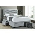 thumbnail image 1 of Light Grey Tufted Full Storage Bed Frame | Mattress Ready with 4 Roller Drawers | Polyester Fabric Upholstery | Glam Bedroom Furniture | 79.75" L | Box Spring Not Required, 1 of 6