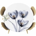 thumbnail image 1 of Light Grey Tulip Round Tablecloth 45-54 Inch Round Fitted Table Cloth with Elastic Edge, Rustic Elegant Floral Botanical Waterproof Table Cover Protector for Outdoor Picnic Party Dining, 1 of 6