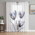 thumbnail image 1 of Light Grey Tulip Sheer Curtains 63 Inch Length 2 Panels Set, Rustic Elegant Floral Botanical Voile Window Treatment Rod Pocket Curtains Sheers Drapes for Bedroom/Living Room/Kitchen 52x"63"x2, 1 of 7