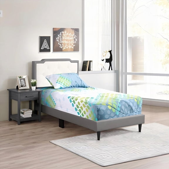 Light Grey Twin Bed with Durable Build & Assembly Required|Overall 47"H X 42"W X 81"D