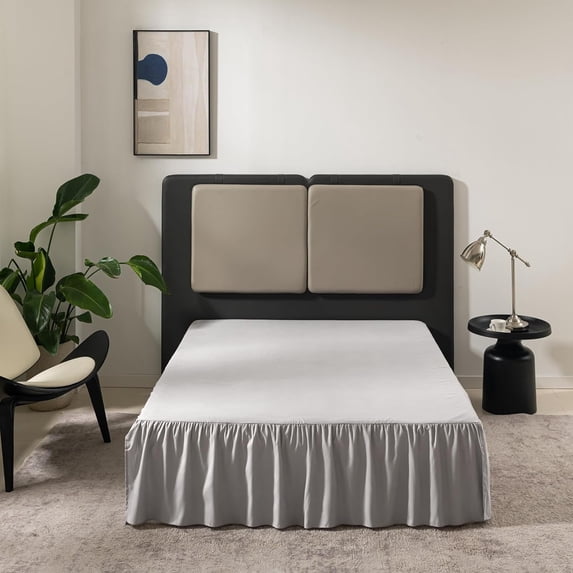 Layout Of Ruffle Light Grey Twin Size Bed Skirt with 12 Inch Drop, Ruffled Design, and ...