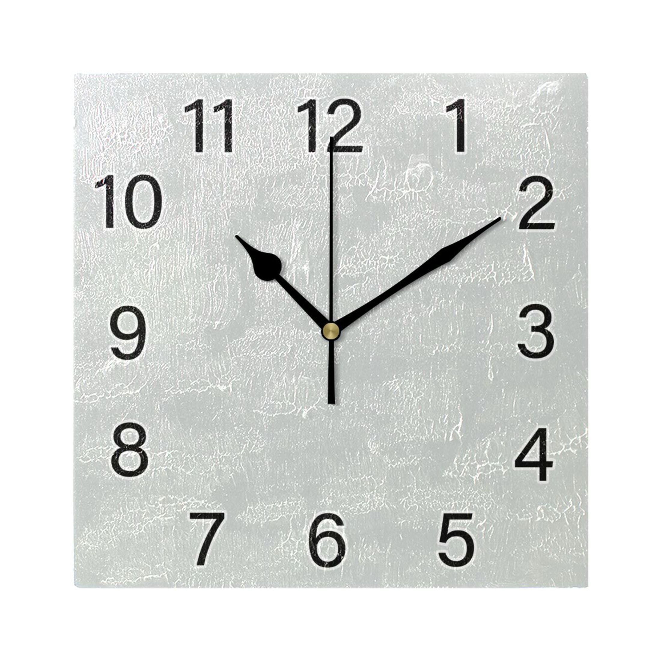 Light Grey Wall Clock Square Silent Non-Ticking Battery Operated 7.78 ...
