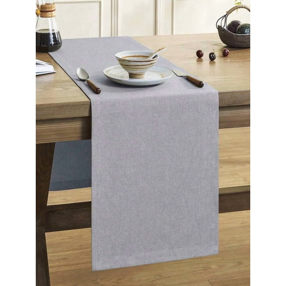 Light Grey Waterproof & Dirt-Resistant Thick Faux Linen Table Runner, Farmhouse Boho Style for Dining, Party, Wedding, Outdoor Gathering