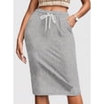 thumbnail image 1 of Light Grey Womens Casual Drawstring Waist Bodycon Pencil Skirt For Summer, 1 of 4