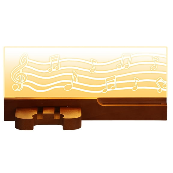 Light up Guitar Wall Mount, Musical Notes Design, Pick Holder with USB Powered, Premium Wood and Acrylic, for Acoustic Electric Bass Ukulele Violin, Gift for Guitar Players