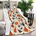 thumbnail image 1 of Light Halloween Pumpkins Bats and Spiders Blanket,Comfortable Soft Lamb Wool Throw Blanket,All Season,Warm Lightweight Blankets for Sofa Bed Couch Living Room Chair,40"x50", 1 of 4