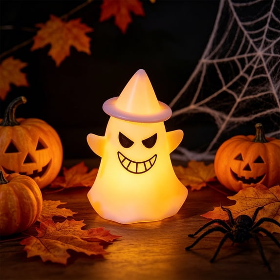 Light Up Halloween Tabletop Decor LED Glowing Halloween Figurine Ornament, Battery Operated Colorfast Stable Spooky Desktop Statue, Halloween Accent Decoration for Mantel Bookshelf Multi Tiered Tray