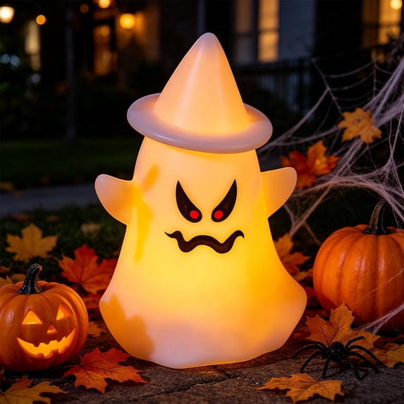 Light Up Halloween Tabletop Decor LED Glowing Halloween Figurine Ornament, Battery Operated Colorfast Stable Spooky Desktop Statue, Halloween Accent Decoration for Mantel Bookshelf Multi Tiered Tray