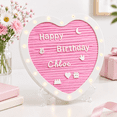 Light Heart Pink Heart-Shaped Felt Letter Board with Built-In LED ...