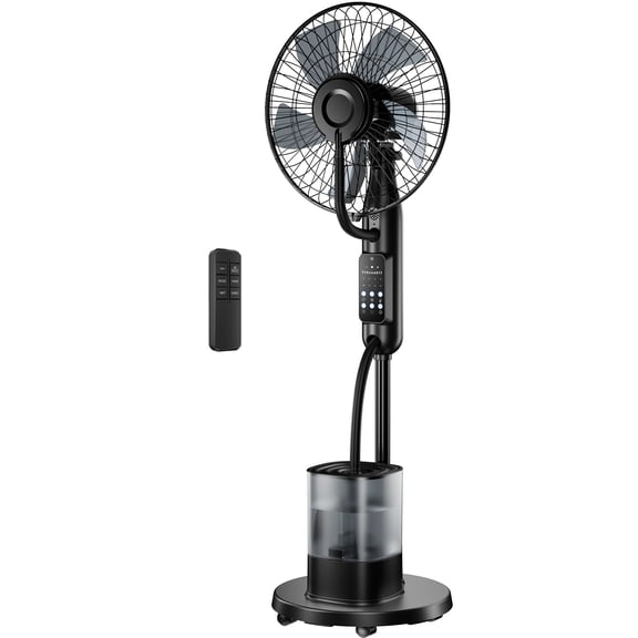 Pedestal Misting Fan, Mister Cooling Fan with 4L Large Water Tank, 5 Speeds 3 Modes Misting Standing Fan, Floor Fan with Remote for Home Bedroom Patio Outdoor
