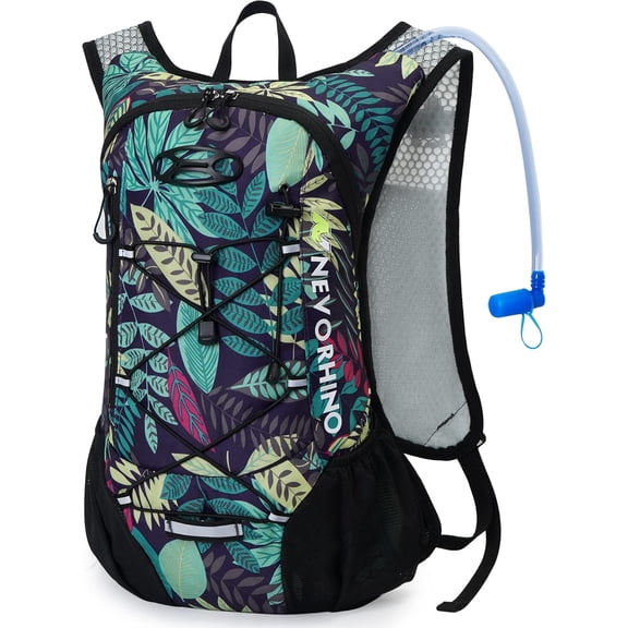Light Hydration Backpack with 2L Leakproof Water Bladder, 12L Breathable Running Pack for Hiking Cycling Rave, Waterproof Daypack