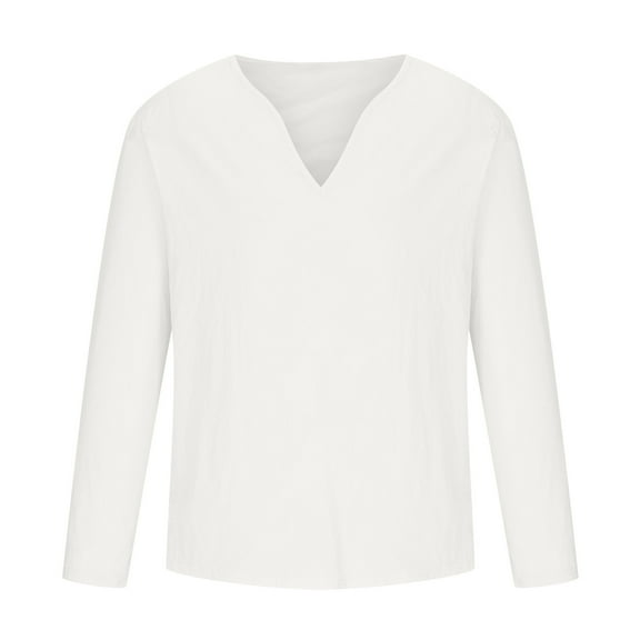 Light In The Box Clothing for Men Casual Fashion Solid V-Neck Long Sleeve Pullover Breathable Shirt Blouse Tops Button Down Shirt Men