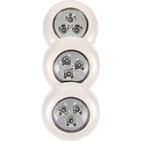 Fulcrum 30010-308 Stick-On Tap Light, AAA Battery, LED Lamp, 13.5 Lumens, 6000 K Color Temp, ABS, White, Screw Mounting