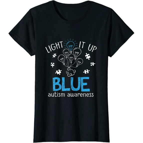 Light It Up Autism Puzzle Piece (Blue) T-Shirt Women Tops