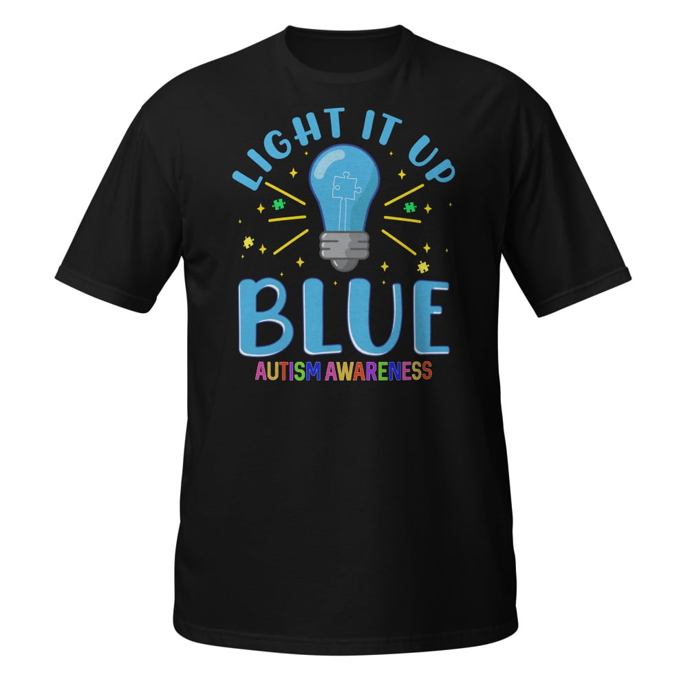 Light It Up Blue Autism Awareness Family Novelty Autistic T-Shirt (Black, 3XL)