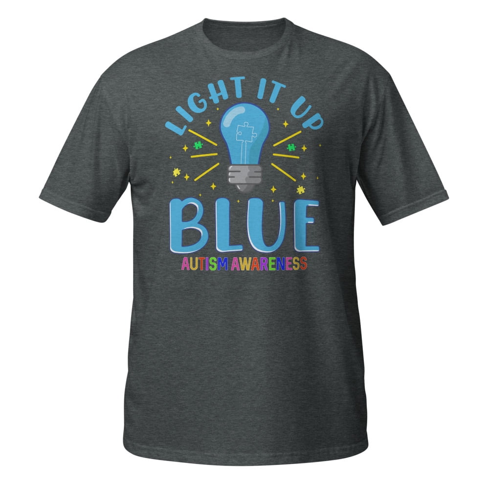 Light It Up Blue Autism Awareness Family Novelty Autistic T-Shirt (Dark Heather, 3XL)