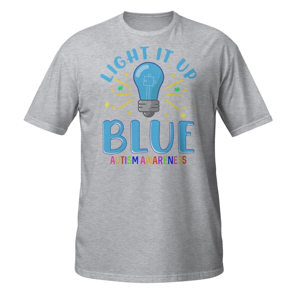Light It Up Blue Autism Awareness Family Novelty Autistic T-Shirt (Sport Grey, S)
