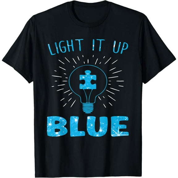 Light It Up Blue Autism Awareness Puzzle Unisex T-Shirt for Men Women Kids Toddler,Black Color,Size M