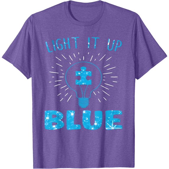 Light It Up Blue Autism Awareness Puzzle Unisex T-Shirt for Men Women Kids Toddler,Violet Color,Size 3XL