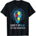 thumbnail image 1 of Light It Up Blue Autism Awareness Ribbon Puzzle Pieces T-Shirt, 1 of 4
