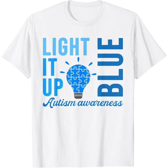 Light It Up Blue Autism Awareness Shirts, Men Women Autistic T-Shirt100% cotton