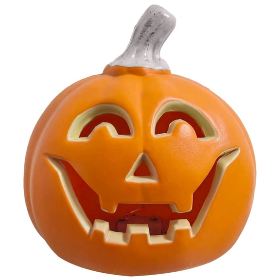Light up Jack O Lantern Halloween Decorations Outdoor Indoor Small Scary Plastic Pumpkin Lantern Fall Table Centerpieces Glowing Hollow Pumpkins Statue for Garden Yard Porch Home Kitchen Decor