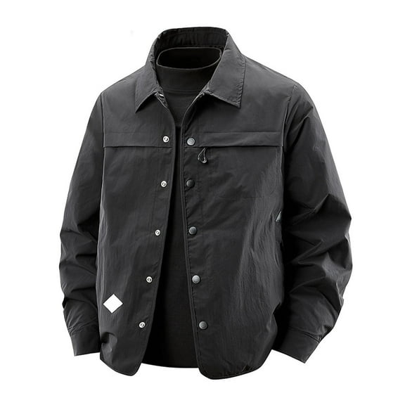 Light Jackets For Men Lapel Lightweight Outdoor Windbreaker Color Black Size XXL