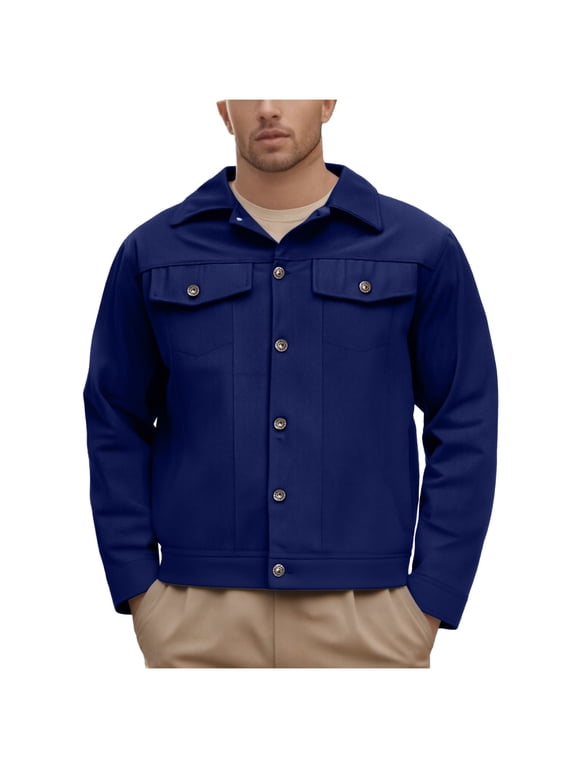 Light Jackets For Men Sevevn Men's Cargo Jacket Lightweight Trucker Jackets Casual Multi-Pocket Twill Jacket