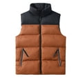 thumbnail image 1 of Light Jackets For Men Sevevn Men's Sports Patchwork Puffer Vest Warm Down Zipper With Pocket Stand Collar Top Sleeveless Padded Jacket, 1 of 4