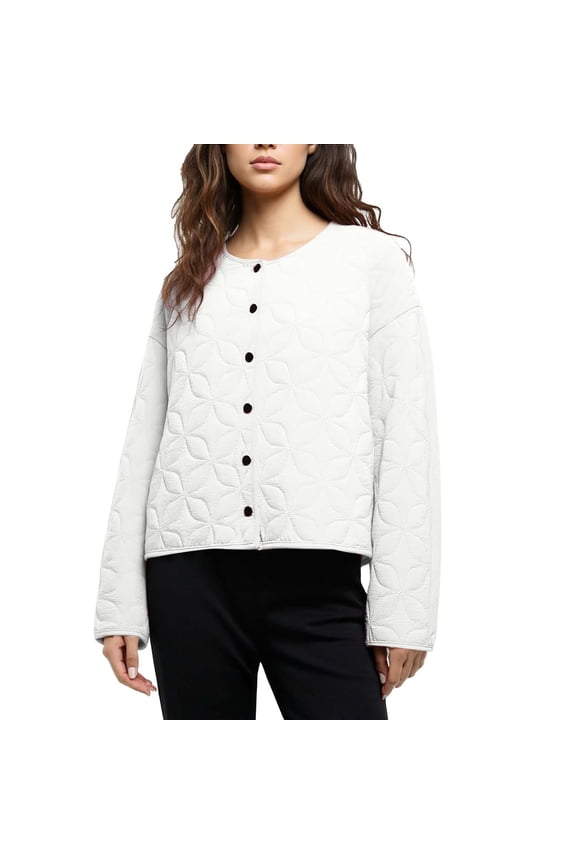 Light Jackets For Women Casual Fashion Simple Lightweight Quilted Diamond Pattern Jacket With Crew Neck For Warmth Without Bulk Women's Down Jacket