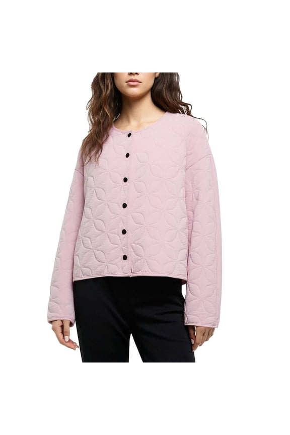 Light Jackets For Women Casual Fashion Simple Lightweight Quilted Diamond Pattern Jacket With Crew Neck For Warmth Without Bulk Women's Down Jacket