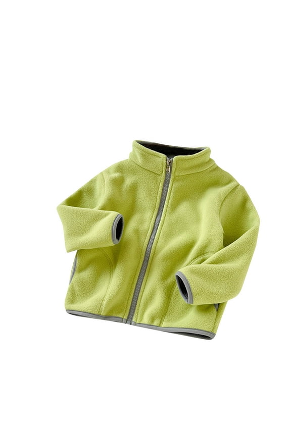 Light Jackets for Kids Casual New Girls Fleece Jacket Cute Full Zip Fuzzy Long Sleeve Coats Fall Winter Warm Collared Outwear with Pockets Green 3-4 Years