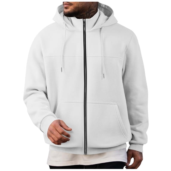 Light Jackets for Men Casual New Zip up Hoodie for Men Oversized Long Sleeve Hooded Sweatshirts Athletic Fleece Lightweight Jacket Trendy Outfits White L