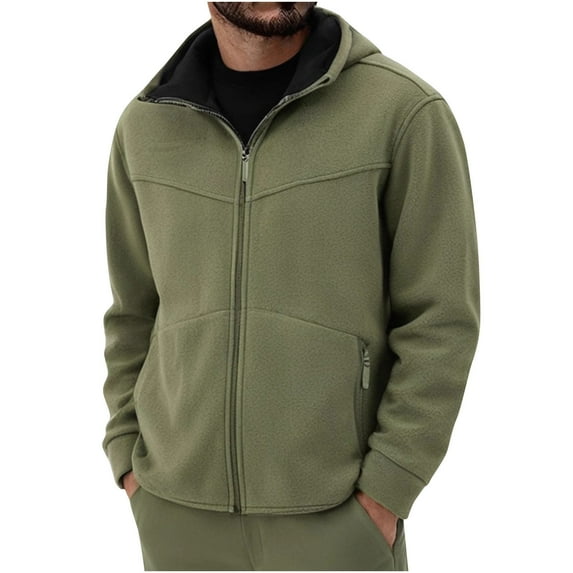 Light Jackets for Men Men's Vintage Workwear Solid Color Multi Pocket Utility Zipper Long Sleeved Hooded Heavy Duty Coat for Daily Outdoor Wear Casual Jacket