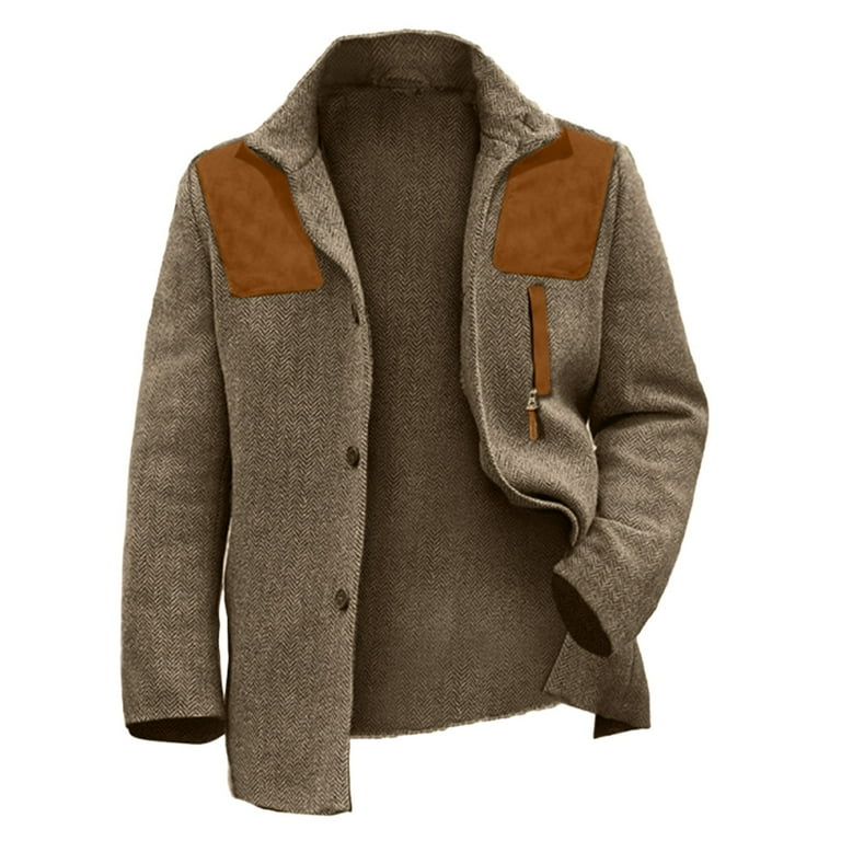 Light Jackets for Men Mens Print Suit Jacket Suede Stitching Vintage Business Casual Jacket Mid Length Men s Mens Lightweight Jackets Lapel Printed Windbreaker Jackets for Men Lightweight Jacket Men W...