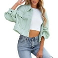 thumbnail image 1 of Light Jackets for Women Summer, Yigetop Women Knit Cropped Long Sleeve Collared Button Down Pockets Thermal Jacket Coat Womens Jackets Dressy Casual Green XL, 1 of 4