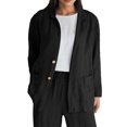thumbnail image 1 of Light Jackets for Women, Yigetop Women 3/4 Sleeve Lightweight Spring Fall Loose Casual Jackets Lined Casual Work Jacket with Pockets 3/4 Sleeve Jacket for Women Black M, 1 of 1