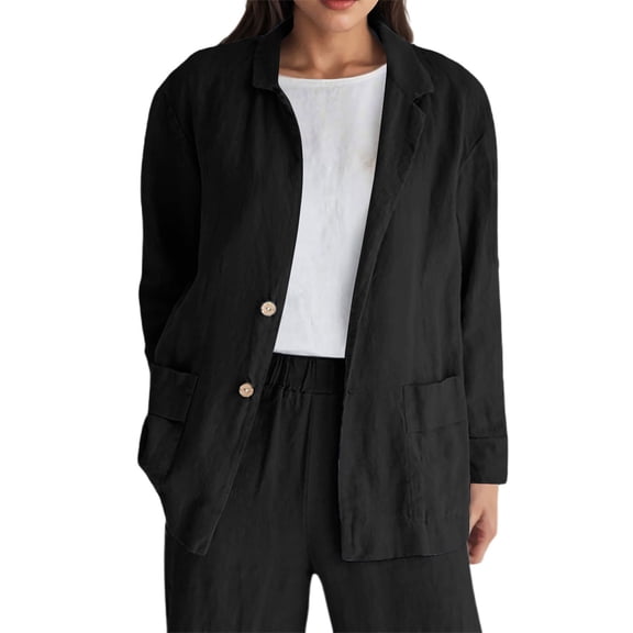 Light Jackets for Women, Yigetop Women 3/4 Sleeve Lightweight Spring Fall Loose Casual Jackets Lined Casual Work Jacket with Pockets 3/4 Sleeve Jacket for Women Black XL