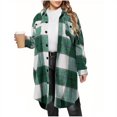 thumbnail image 1 of Light Jackets for Women Dressy New Womens Plus Size Flannel Plaid Cardigan Long Sleeve Lapel Button Long Jacket Coats Fall Fashion Clothes Green XXL, 1 of 2