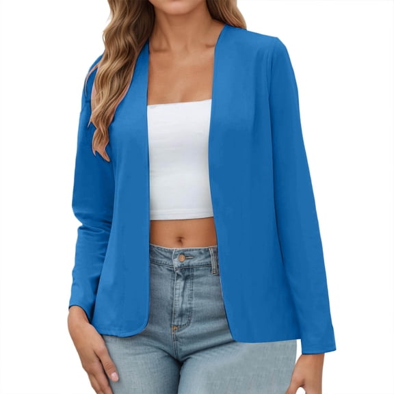Light Jackets for Women Plus Size Solid Basic Blazer Solid Open Front Work Office Business Suit Lightweight Cothes