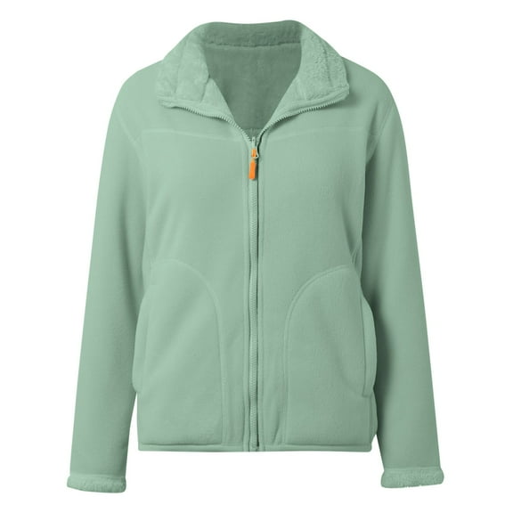 Light Jackets for Women Solid Polar Fleece Zip Up Stand Collar Oversize Loose Casual Slim Sherpa Lightweight Cothes