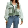 thumbnail image 1 of Light Jackets for Women Summer, Yigetop Women's Cropped Knit Jacket Casual Fashion Top Loose Lightweight Light Weight Jackets Womens Green M, 1 of 9
