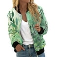 thumbnail image 1 of Light Jackets for Women Trendy Casual Zip Up Floral Print Short Sports Bomber Fall Winter Women'S Coats,Green,M, 1 of 5
