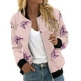 thumbnail image 1 of Light Jackets for Women Trendy Casual Zip Up Floral Print Short Sports Bomber Fall Winter Women'S Coats,Pink,2XL, 1 of 5