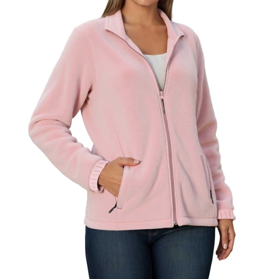 Light Jackets for Women Trendy Fleece Zip Up Sweatshirt Solid Color Lapel Fall Winter Women's Coats,Pink,2XL