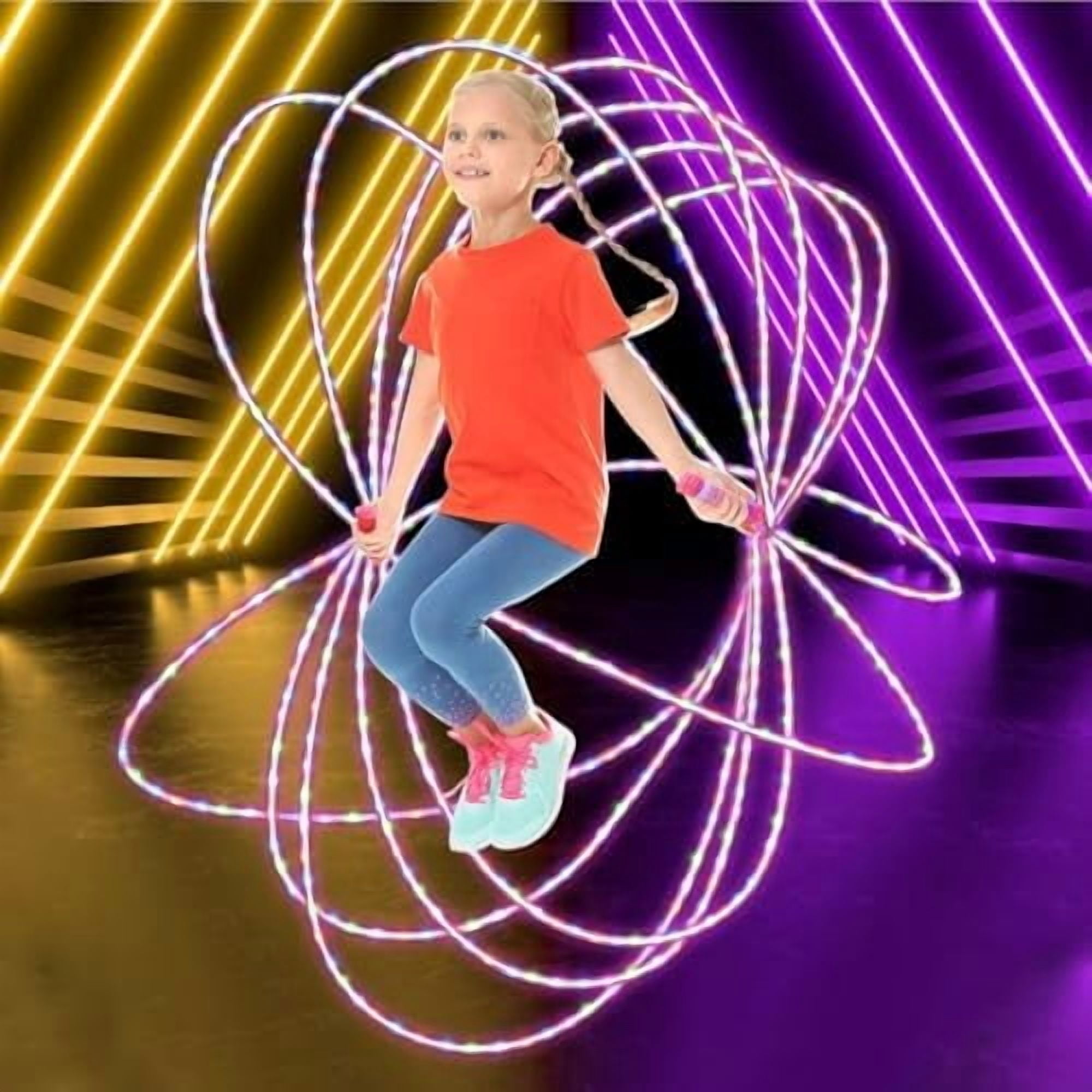 Light Up Jump Rope, LED Jump Rope for Kids Boys Girls Women Jumping Fitness, Tangle-Free Jumping Rope with Adjustable Size & Colorful Lights, Glow in The Dark Party Supplies Outdoor Indoor Exercise